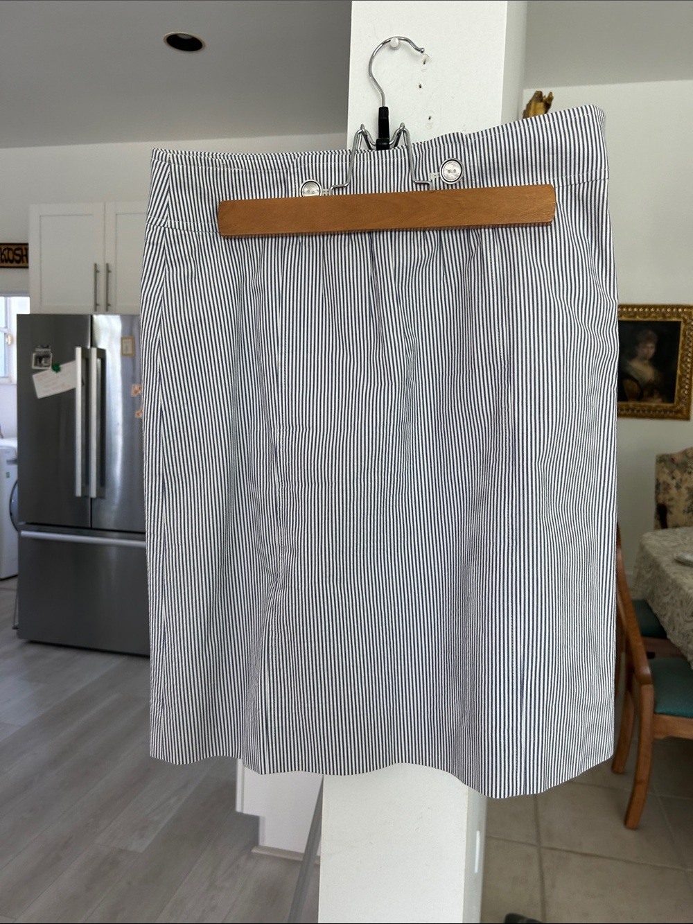 Brooks Brothers White and Navy Striped Mini Skirt